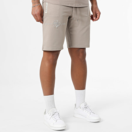 Project X Paris - Ensemble Tee Shirt Et Short Jogging 2210218 2240218 Taupe Blanc